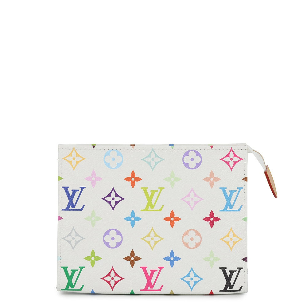 Louis Vuitton Monogram Multicolor Pouch LV TM Pochette Canvas Leather White